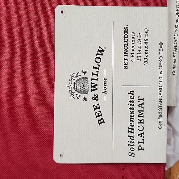 Set of 4 Dark Red Placemats - Picture 3 of 5